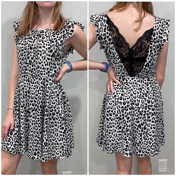 Express Dresses & Skirts - Express Black and White Leopard Print Mini Dress Size 8